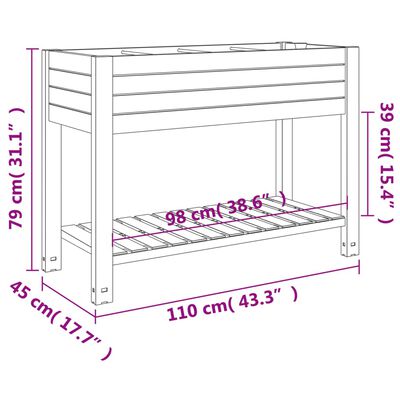 vidaXL Fioriera da Giardino Marrone Chiaro 110x45x79 cm Polipropilene