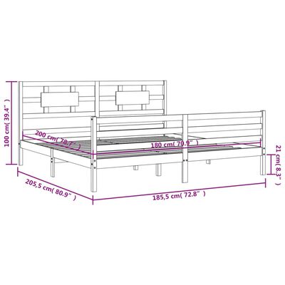 vidaXL Giroletto con Testiera Super King Size in Legno Massello