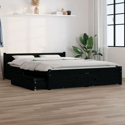 vidaXL Giroletto con Cassetti Nero 140x190 cm