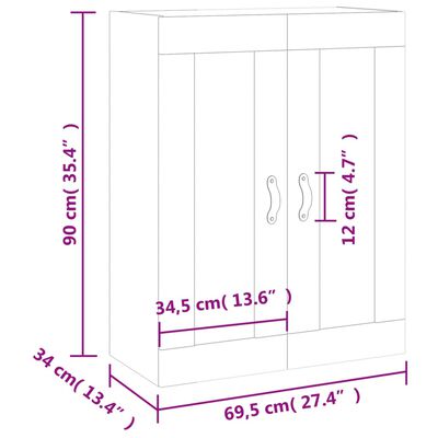 vidaXL Mobile a Parete Rovere Marrone 69,5x34x90 cm