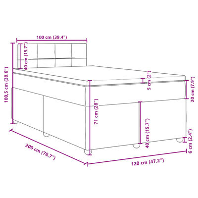 vidaXL Giroletto a Molle con Materasso Nero 120x200 cm in Tessuto