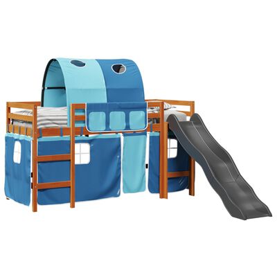 vidaXL Letto a Soppalco con Tunnel Bambini Blu 80x200cm Massello Pino