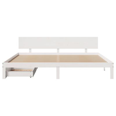 vidaXL Giroletto con Cassetti Bianco 180x200 cm Legno Massello di Pino