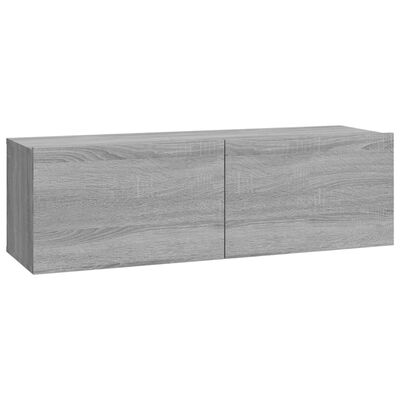 vidaXL Mobili TV Muro 2pz Grigio Sonoma 100x30x30 cm Legno Multistrato