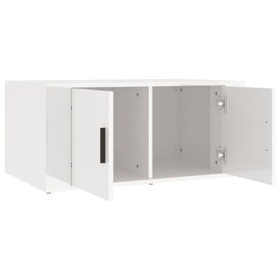 vidaXL Tavolino da Salotto Bianco Lucido 80x50x36cm Legno Multistrato