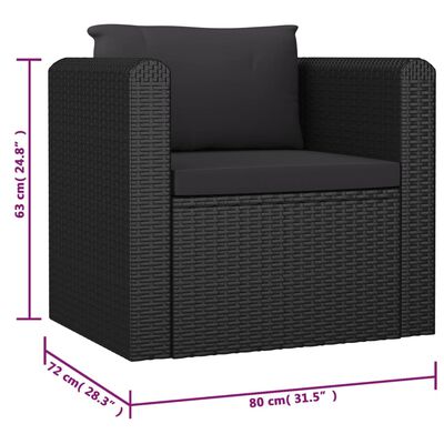 vidaXL Set Divani da Giardino 10 pz con Cuscini in Polyrattan Nero