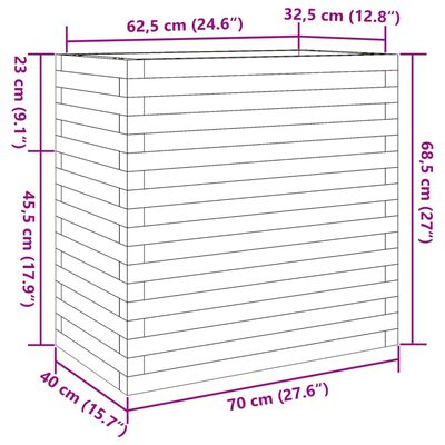 vidaXL Fioriera da Giardino 70x40x68,5 cm in Legno di Pino Impregnato