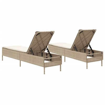 vidaXL Lettini Prendisole 2 pz con Cuscini Beige in Polyrattan