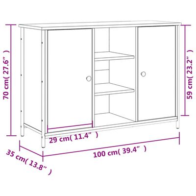 vidaXL Credenza Rovere Sonoma 100x35x70 cm in Legno Multistrato