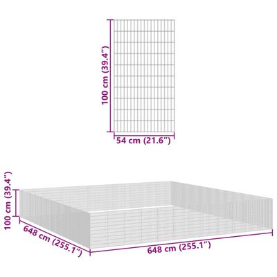 vidaXL Recinto per Animali Ruspante 48 Pannelli 54x100cm Ferro Zincato