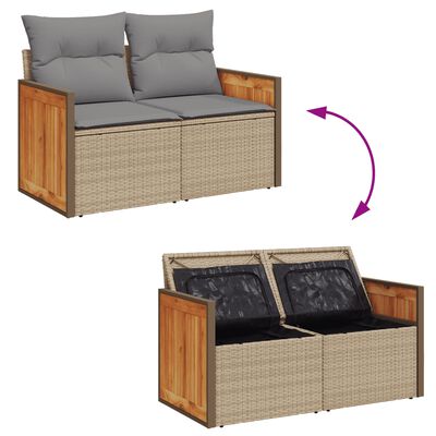 vidaXL Set Divano da Giardino 13 pz con Cuscini Beige in Polyrattan