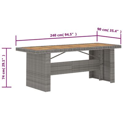 vidaXL Set da Pranzo per Esterni 7 pz con Cuscini in Polyrattan Grigio