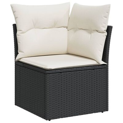 vidaXL Set Divani da Giardino 9 pz con Cuscini Nero in Polyrattan