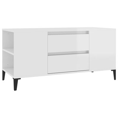 vidaXL Mobile Porta TV Bianco Lucido 102x44,5x50 cm Legno Multistrato