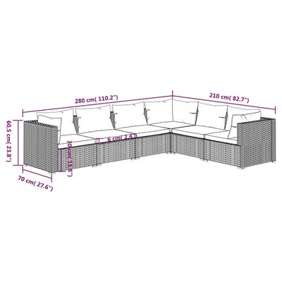 vidaXL Set Divani da Giardino 6 pz con Cuscini in Polyrattan Grigio