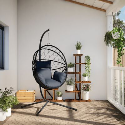 vidaXL Sedia a Uovo Sospesa con Supporto Antracite Polyrattan/Acciaio