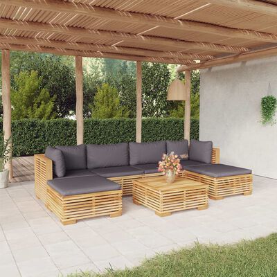 vidaXL Set Divani da Giardino 7 pz con Cuscini Legno Massello di Teak