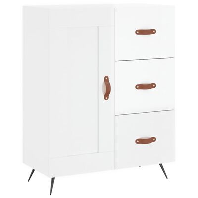 vidaXL Credenza 69,5x34x90 cm in Legno Multistrato Bianco Lucido