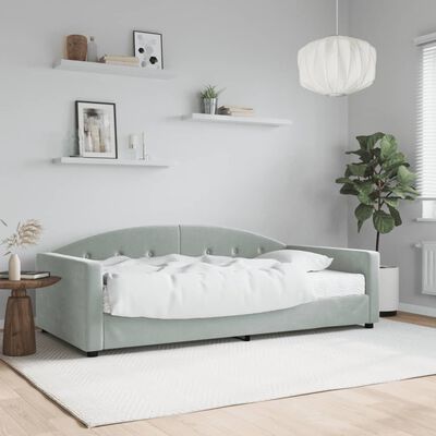 vidaXL Divano Letto con Materasso Grigio Chiaro 100x200 cm in Velluto