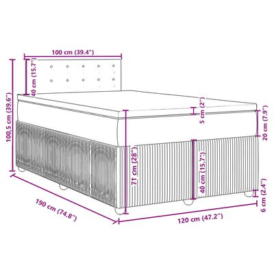 vidaXL Giroletto a Molle con Materasso Blu 120x190 cm in Velluto