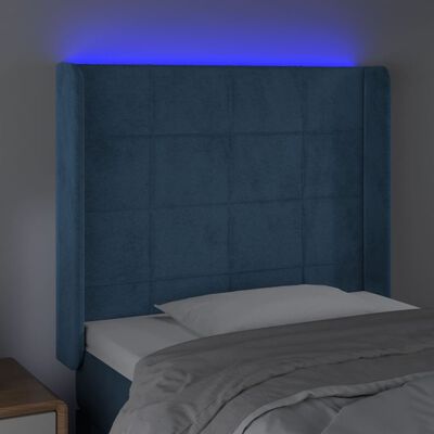 vidaXL Testiera a LED Blu Scuro 103x16x118/128 cm in Velluto