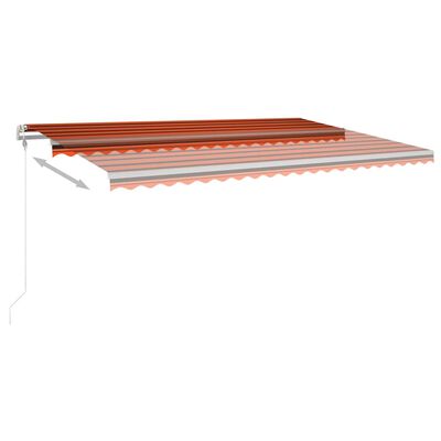 vidaXL Tenda da Sole Retrattile Manuale con Pali 5x3 m Arancio Marrone