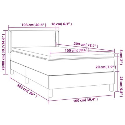 vidaXL Giroletto a Molle con Materasso Cappuccino 100x200cm Similpelle