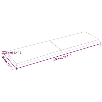 vidaXL Ripiano Muro Marrone 180x50x(2-6) cm Massello Rovere Trattato