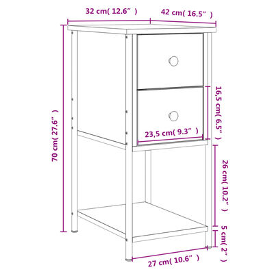 vidaXL Comodini 2 pz Rovere Fumo 32x42x70 cm in Legno Multistrato