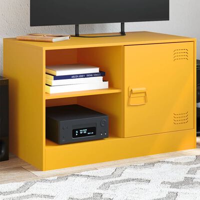 vidaXL Mobili TV 2 pz Giallo Senape 67x39x44 cm in Acciaio