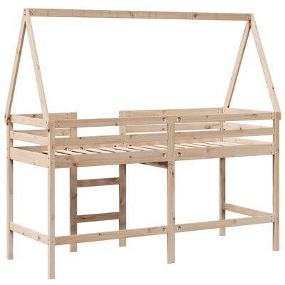 vidaXL Letto Soppalco con Scala e Tetto 80x200 cm Legno Massello Pino