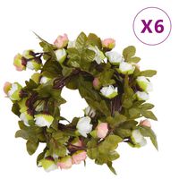 vidaXL Ghirlande Fiori Artificiali 6 pz Champagne 215cm