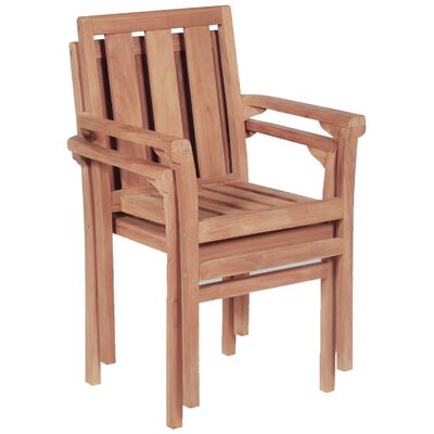 vidaXL Sedie da Giardino Impilabili 2 pz in Legno Massello di Teak