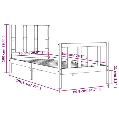 vidaXL Giroletto con Testiera Small Single in Legno Massello