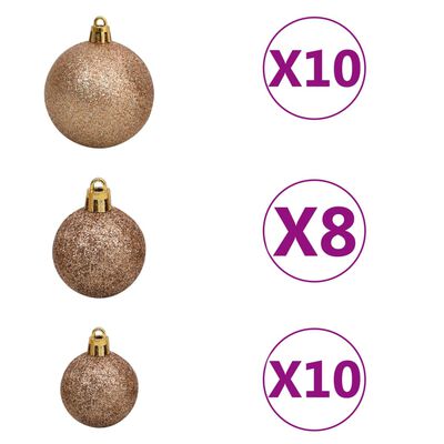 vidaXL Albero Natale Incernierato con 300 LED e Palline 240 cm