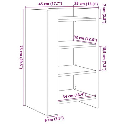 vidaXL Credenza Rovere Sonoma 45x35x75 cm in Legno Multistrato