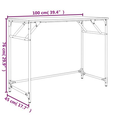 vidaXL Scrivania Fumo 100x45x76cm Legno e Acciaio Verniciato a Polvere