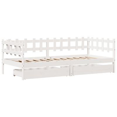 vidaXL Dormeuse con Cassetti Bianco 90x200 cm Legno Massello di Pino