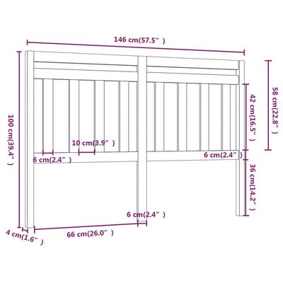 vidaXL Testiera per Letto 146x4x100 cm in Legno Massello di Pino