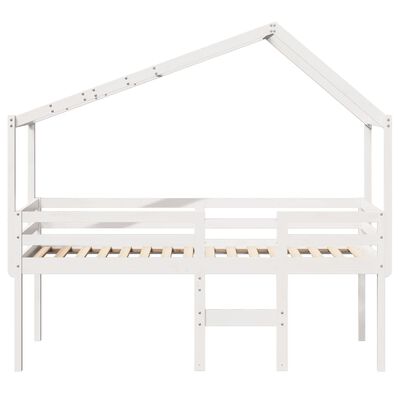 vidaXL Letto a Soppalco con Tetto Bianco 75x190 cm in Legno di Pino