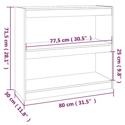 vidaXL Libreria/Divisorio Ambra 80x30x71,5 cm Legno Massello di Pino