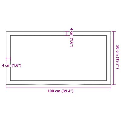 vidaXL Piano Bagno Marrone Scuro 100x50x(2-4)cm Legno Trattato