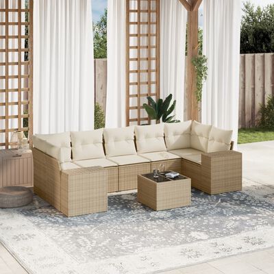 vidaXL Set Divano da Giardino 8 pz con Cuscini Beige in Polyrattan