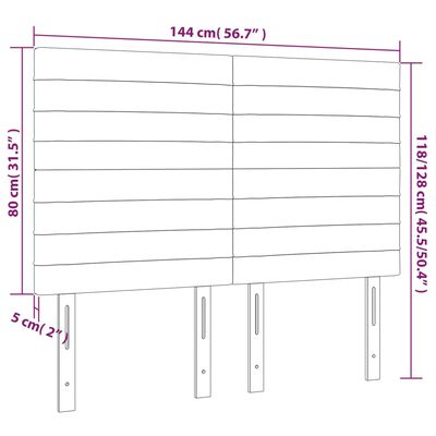 vidaXL Testiera a LED Marrone Scuro 144x5x118/128 cm in Tessuto