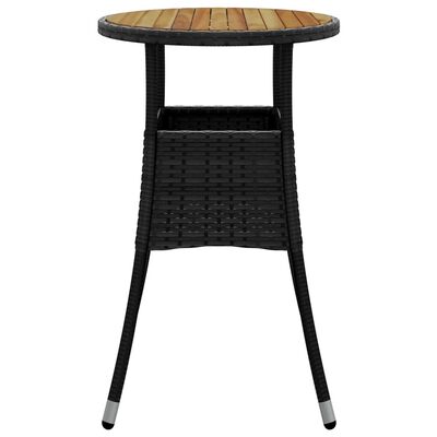 vidaXL Tavolo Giardino Ø60x75 cm Massello Acacia e Polyrattan Nero