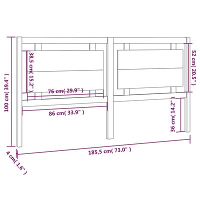 vidaXL Testiera per Letto Bianca 185,5x4x100 cm Legno Massello di Pino