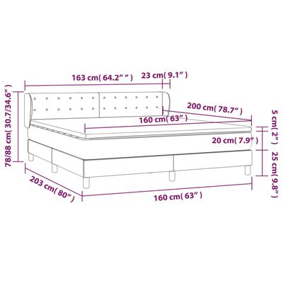 vidaXL Giroletto a Molle con Materasso Crema 160x200 cm in Tessuto