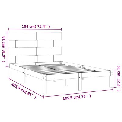 vidaXL Giroletto in Legno Massello 180x200 cm Super King