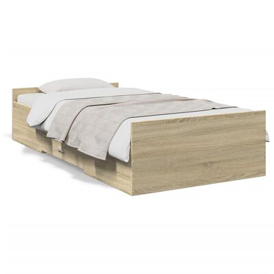 vidaXL Giroletto Cassetti Rovere Sonoma 75x190 cm Legno Multistrato