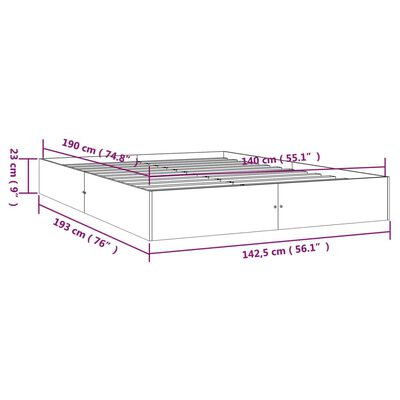 vidaXL Giroletto Bianco in Legno Massello 140x190 cm